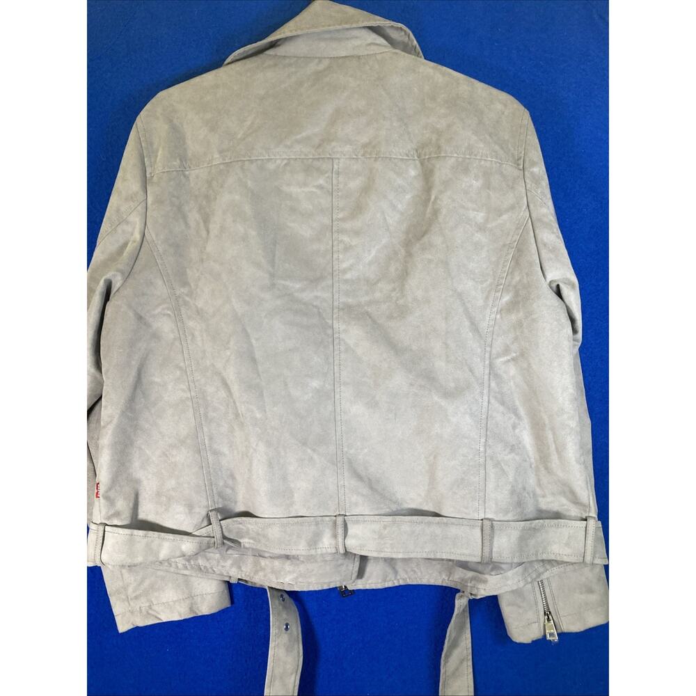 Levi Strauss & Co Womens Size 1X size 16-18 Faux Leather Moto Biker Jacket Grey - Picture 8 of 16
